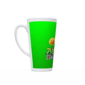 Кружка Латте с принтом PLANTS VS ZOMBIES в городе Новоалтайск, Белая керамика | Объем 480 мл; Высота 150 мм; Диаметр 90 мм | battle | plants | plants vs zombies | pvsz | vs | zombies | растения против зомби