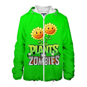 Мужская куртка 3D с принтом PLANTS VS ZOMBIES в городе Новоалтайск, ткань верха — 100% полиэстер, подклад — флис | прямой крой, подол и капюшон оформлены резинкой с фиксаторами, два кармана без застежек по бокам, один большой потайной карман на груди. Карман на груди застегивается на липучку | battle | plants | plants vs zombies | pvsz | vs | zombies | растения против зомби