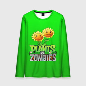 Мужской лонгслив 3D с принтом PLANTS VS ZOMBIES в городе Новоалтайск, 100% полиэстер | длинные рукава, круглый вырез горловины, полуприлегающий силуэт | battle | plants | plants vs zombies | pvsz | vs | zombies | растения против зомби