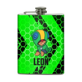 Фляга с принтом BRAWL STARS LEON в городе Новоалтайск, металлический корпус | емкость 0,22 л, размер 125 х 94 мм. Виниловая наклейка запечатывается полностью | android | brawl stars | games | leon | mobile game | stars | игры | леон | мобильные игры