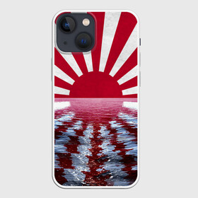 Чехол для iPhone 13 mini с принтом Флаг Восходящего Солнца в городе Новоалтайск,  |  | japan | боевое | вода | военное | восход | восходящее | закат | знамя | море | океан | рябь | солнце | япония