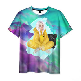 Мужская футболка 3D с принтом BILLIE EILISH в городе Новоалтайск, 100% полиэфир | прямой крой, круглый вырез горловины, длина до линии бедер | bad guy | billie | eilish | ocean eyes | айлиш | билли | девушка | певица | эйлиш