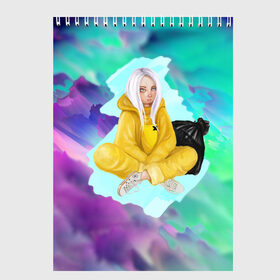 Скетчбук с принтом BILLIE EILISH в городе Новоалтайск, 100% бумага
 | 48 листов, плотность листов — 100 г/м2, плотность картонной обложки — 250 г/м2. Листы скреплены сверху удобной пружинной спиралью | bad guy | billie | eilish | ocean eyes | айлиш | билли | девушка | певица | эйлиш