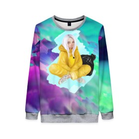 Женский свитшот 3D с принтом BILLIE EILISH в городе Новоалтайск, 100% полиэстер с мягким внутренним слоем | круглый вырез горловины, мягкая резинка на манжетах и поясе, свободная посадка по фигуре | bad guy | billie | eilish | ocean eyes | айлиш | билли | девушка | певица | эйлиш