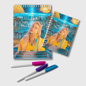 Блокнот с принтом BILLIE EILISH в городе Новоалтайск, 100% бумага | 48 листов, плотность листов — 60 г/м2, плотность картонной обложки — 250 г/м2. Листы скреплены удобной пружинной спиралью. Цвет линий — светло-серый
 | bad guy | billie | eilish | ocean eyes | айлиш | билли | девушка | певица | эйлиш