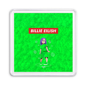 Магнит 55*55 с принтом BILLIE EILISH GREEN в городе Новоалтайск, Пластик | Размер: 65*65 мм; Размер печати: 55*55 мм | bad guy | billie | eilish | ocean eyes | айлиш | билли | девушка | певица | эйлиш