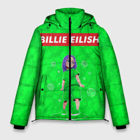 Мужская зимняя куртка 3D с принтом BILLIE EILISH GREEN в городе Новоалтайск, верх — 100% полиэстер; подкладка — 100% полиэстер; утеплитель — 100% полиэстер | длина ниже бедра, свободный силуэт Оверсайз. Есть воротник-стойка, отстегивающийся капюшон и ветрозащитная планка. 

Боковые карманы с листочкой на кнопках и внутренний карман на молнии. | bad guy | billie | eilish | ocean eyes | айлиш | билли | девушка | певица | эйлиш
