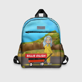 Детский рюкзак 3D с принтом BILLIE EILISH в городе Новоалтайск, 100% полиэстер | лямки с регулируемой длиной, сверху петелька, чтобы рюкзак можно было повесить на вешалку. Основное отделение закрывается на молнию, как и внешний карман. Внутри дополнительный карман. По бокам два дополнительных кармашка | bad guy | billie | eilish | ocean eyes | айлиш | билли | девушка | певица | эйлиш