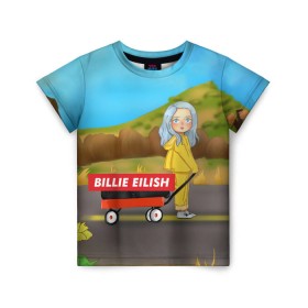 Детская футболка 3D с принтом BILLIE EILISH в городе Новоалтайск, 100% гипоаллергенный полиэфир | прямой крой, круглый вырез горловины, длина до линии бедер, чуть спущенное плечо, ткань немного тянется | bad guy | billie | eilish | ocean eyes | айлиш | билли | девушка | певица | эйлиш