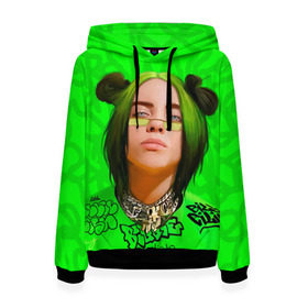 Женская толстовка 3D с принтом BILLIE EILISH в городе Новоалтайск, 100% полиэстер  | двухслойный капюшон со шнурком для регулировки, мягкие манжеты на рукавах и по низу толстовки, спереди карман-кенгуру с мягким внутренним слоем. | bad guy | billie | eilish | ocean eyes | айлиш | билли | девушка | певица | эйлиш