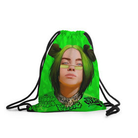 Рюкзак-мешок 3D с принтом BILLIE EILISH в городе Новоалтайск, 100% полиэстер | плотность ткани — 200 г/м2, размер — 35 х 45 см; лямки — толстые шнурки, застежка на шнуровке, без карманов и подкладки | Тематика изображения на принте: bad guy | billie | eilish | ocean eyes | айлиш | билли | девушка | певица | эйлиш