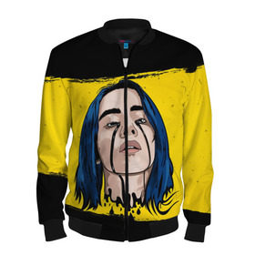 Мужской бомбер 3D с принтом BILLIE EILISH в городе Новоалтайск, 100% полиэстер | застегивается на молнию, по бокам два кармана без застежек, по низу бомбера и на воротнике - эластичная резинка | Тематика изображения на принте: bad guy | billie | eilish | ocean eyes | айлиш | билли | девушка | певица | эйлиш