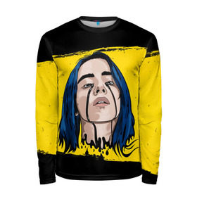 Мужской лонгслив 3D с принтом BILLIE EILISH в городе Новоалтайск, 100% полиэстер | длинные рукава, круглый вырез горловины, полуприлегающий силуэт | bad guy | billie | eilish | ocean eyes | айлиш | билли | девушка | певица | эйлиш