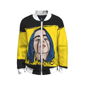 Детский бомбер 3D с принтом BILLIE EILISH в городе Новоалтайск, 100% полиэстер | застегивается на молнию, по бокам два кармана без застежек, мягкие манжеты, по низу бомбера и на воротнике — эластичная резинка | bad guy | billie | eilish | ocean eyes | айлиш | билли | девушка | певица | эйлиш