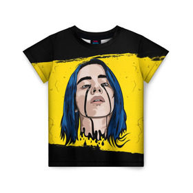Детская футболка 3D с принтом BILLIE EILISH в городе Новоалтайск, 100% гипоаллергенный полиэфир | прямой крой, круглый вырез горловины, длина до линии бедер, чуть спущенное плечо, ткань немного тянется | bad guy | billie | eilish | ocean eyes | айлиш | билли | девушка | певица | эйлиш
