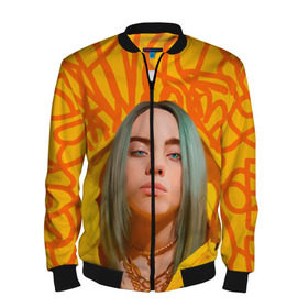 Мужской бомбер 3D с принтом BILLIE EILISH в городе Новоалтайск, 100% полиэстер | застегивается на молнию, по бокам два кармана без застежек, по низу бомбера и на воротнике - эластичная резинка | Тематика изображения на принте: bad guy | billie | eilish | ocean eyes | айлиш | билли | девушка | певица | эйлиш
