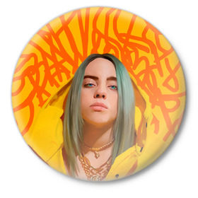 Значок с принтом BILLIE EILISH в городе Новоалтайск,  металл | круглая форма, металлическая застежка в виде булавки | Тематика изображения на принте: bad guy | billie | eilish | ocean eyes | айлиш | билли | девушка | певица | эйлиш