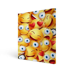 Холст квадратный с принтом emoji в городе Новоалтайск, 100% ПВХ |  | emoji | настроение | позитив | смайлики | смайлы | стикеры | текстура смайл | улыбки | фон смайл | эмодзи