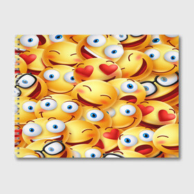 Альбом для рисования с принтом emoji в городе Новоалтайск, 100% бумага
 | матовая бумага, плотность 200 мг. | Тематика изображения на принте: emoji | настроение | позитив | смайлики | смайлы | стикеры | текстура смайл | улыбки | фон смайл | эмодзи