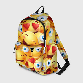 Рюкзак 3D с принтом emoji в городе Новоалтайск, 100% полиэстер | лямки с регулируемой длиной, сверху петелька, чтобы рюкзак можно было повесить на вешалку. Основное отделение закрывается на молнию, как и внешний карман. Внутри два дополнительных кармана, один из которых закрывается на молнию. По бокам два дополнительных кармашка | emoji | настроение | позитив | смайлики | смайлы | стикеры | текстура смайл | улыбки | фон смайл | эмодзи