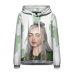 Мужская толстовка 3D с принтом BILLIE EILISH в городе Новоалтайск, 100% полиэстер | двухслойный капюшон со шнурком для регулировки, мягкие манжеты на рукавах и по низу толстовки, спереди карман-кенгуру с мягким внутренним слоем. | bad guy | billie | eilish | ocean eyes | айлиш | билли | девушка | певица | эйлиш
