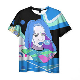 Мужская футболка 3D с принтом BILLIE EILISH в городе Новоалтайск, 100% полиэфир | прямой крой, круглый вырез горловины, длина до линии бедер | bad guy | billie | eilish | ocean eyes | айлиш | билли | девушка | певица | эйлиш