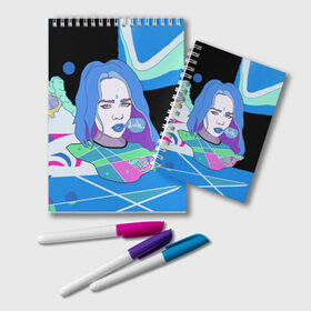Блокнот с принтом BILLIE EILISH в городе Новоалтайск, 100% бумага | 48 листов, плотность листов — 60 г/м2, плотность картонной обложки — 250 г/м2. Листы скреплены удобной пружинной спиралью. Цвет линий — светло-серый
 | bad guy | billie | eilish | ocean eyes | айлиш | билли | девушка | певица | эйлиш