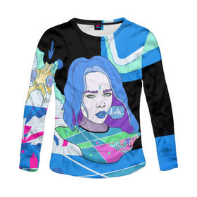 Женский лонгслив 3D с принтом BILLIE EILISH в городе Новоалтайск, 100% полиэстер | длинные рукава, круглый вырез горловины, полуприлегающий силуэт | bad guy | billie | eilish | ocean eyes | айлиш | билли | девушка | певица | эйлиш