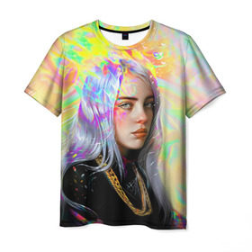 Мужская футболка 3D с принтом BILLIE EILISH в городе Новоалтайск, 100% полиэфир | прямой крой, круглый вырез горловины, длина до линии бедер | bad guy | billie | eilish | ocean eyes | айлиш | билли | девушка | певица | эйлиш