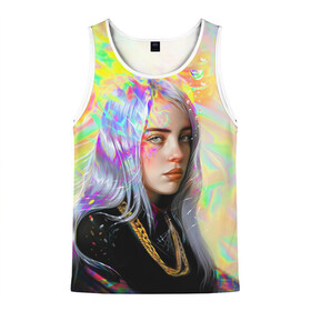 Мужская майка 3D с принтом BILLIE EILISH в городе Новоалтайск, 100% полиэстер | круглая горловина, приталенный силуэт, длина до линии бедра. Пройма и горловина окантованы тонкой бейкой | bad guy | billie | eilish | ocean eyes | айлиш | билли | девушка | певица | эйлиш