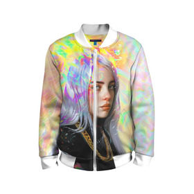 Детский бомбер 3D с принтом BILLIE EILISH в городе Новоалтайск, 100% полиэстер | застегивается на молнию, по бокам два кармана без застежек, мягкие манжеты, по низу бомбера и на воротнике — эластичная резинка | bad guy | billie | eilish | ocean eyes | айлиш | билли | девушка | певица | эйлиш