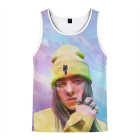 Мужская майка 3D с принтом BILLIE EILISH в городе Новоалтайск, 100% полиэстер | круглая горловина, приталенный силуэт, длина до линии бедра. Пройма и горловина окантованы тонкой бейкой | bad guy | billie | eilish | ocean eyes | айлиш | билли | девушка | певица | эйлиш