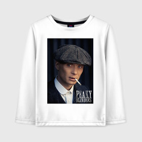 Детский лонгслив хлопок с принтом Peaky Blinders в городе Новоалтайск, 100% хлопок | круглый вырез горловины, полуприлегающий силуэт, длина до линии бедер | blinders | peaky | shelby | thomas | козырьки | острые | сериалы | томас | шелби
