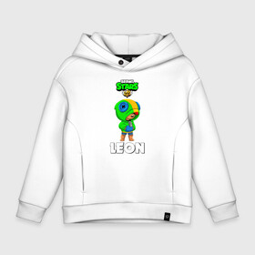 Детское худи Oversize хлопок с принтом BRAWL STARS LEON в городе Новоалтайск, френч-терри — 70% хлопок, 30% полиэстер. Мягкий теплый начес внутри —100% хлопок | боковые карманы, эластичные манжеты и нижняя кромка, капюшон на магнитной кнопке | brawl stars | bull | colt | crow | leon | stars | берли | бо | брок | ворон | джесси | динамайк | дэррил | кольт | леон | мортис | нита | пайпер | пенни | поко | пэм | рикошет | спайк | фрэнк | шелли | эль примо