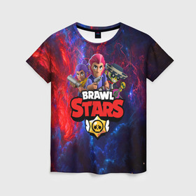 Женская футболка 3D с принтом BRAWL STARS в городе Новоалтайск, 100% полиэфир ( синтетическое хлопкоподобное полотно) | прямой крой, круглый вырез горловины, длина до линии бедер | brawl stars | bull | colt | crow | leon | stars | берли | бо | брок | ворон | джесси | динамайк | дэррил | кольт | леон | мортис | нита | пайпер | пенни | поко | пэм | рикошет | спайк | фрэнк | шелли | эль примо