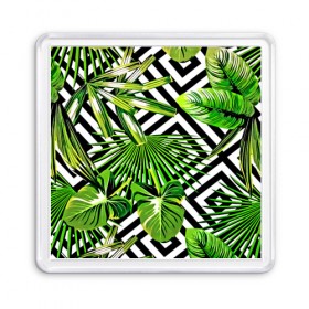 Магнит 55*55 с принтом TROPIC TEXTURE в городе Новоалтайск, Пластик | Размер: 65*65 мм; Размер печати: 55*55 мм | bright | colorful | neon | retro | vintage | винтаж | неон | неоновые | пальмы | ретро | ретро неон | тропики | тропические листья