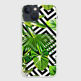 Чехол для iPhone 13 mini с принтом TROPIC TEXTURE в городе Новоалтайск,  |  | Тематика изображения на принте: bright | colorful | neon | retro | vintage | винтаж | неон | неоновые | пальмы | ретро | ретро неон | тропики | тропические листья