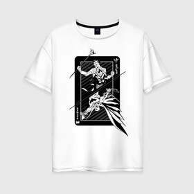 Женская футболка хлопок Oversize с принтом Batman vs Joker в городе Новоалтайск, 100% хлопок | свободный крой, круглый ворот, спущенный рукав, длина до линии бедер
 | batman | dc | dc джокер | detective comics | harley | joker | shtatbat | the joker | бетмен | джокер | злодей | харли