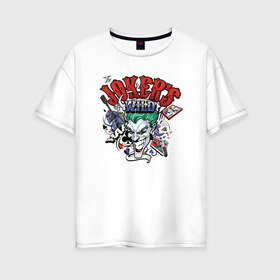 Женская футболка хлопок Oversize с принтом The Joker wild в городе Новоалтайск, 100% хлопок | свободный крой, круглый ворот, спущенный рукав, длина до линии бедер
 | batman | dc | dc джокер | detective comics | harley | joker | shtatjoker | the joker | бетмен | злодей | харли