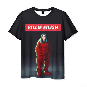 Мужская футболка 3D с принтом BILLIE EILISH в городе Новоалтайск, 100% полиэфир | прямой крой, круглый вырез горловины, длина до линии бедер | bad guy | billie | eilish | ocean eyes | айлиш | билли | девушка | певица | эйлиш