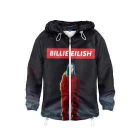 Детская ветровка 3D с принтом BILLIE EILISH в городе Новоалтайск, 100% полиэстер | подол и капюшон оформлены резинкой с фиксаторами, по бокам два кармана без застежек, один потайной карман на груди | bad guy | billie | eilish | ocean eyes | айлиш | билли | девушка | певица | эйлиш
