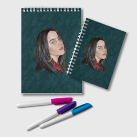 Блокнот с принтом BILLIE EILISH в городе Новоалтайск, 100% бумага | 48 листов, плотность листов — 60 г/м2, плотность картонной обложки — 250 г/м2. Листы скреплены удобной пружинной спиралью. Цвет линий — светло-серый
 | bad guy | billie | eilish | ocean eyes | айлиш | билли | девушка | певица | эйлиш