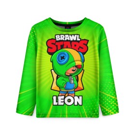 Детский лонгслив 3D с принтом BRAWL STARS LEON в городе Новоалтайск, 100% полиэстер | длинные рукава, круглый вырез горловины, полуприлегающий силуэт
 | brawl stars | leon | бравл старз