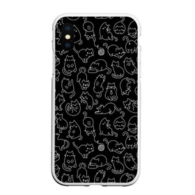 Чехол для iPhone XS Max матовый с принтом Такие Разные Котейки в городе Новоалтайск, Силикон | Область печати: задняя сторона чехла, без боковых панелей | Тематика изображения на принте: cat | ассорти | белый | графика | киса | киска | кот | котейка | котенок | котик | котэ | котя | кошка | лапочка | линии | мимими | минимализм | набор | рисунок | силуэт | черный