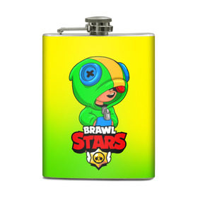 Фляга с принтом BRAWL STARS LEON в городе Новоалтайск, металлический корпус | емкость 0,22 л, размер 125 х 94 мм. Виниловая наклейка запечатывается полностью | Тематика изображения на принте: brawl stars | leon | бравл старз