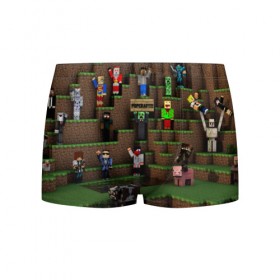 Мужские трусы 3D с принтом MINECRAFT в городе Новоалтайск, 50% хлопок, 50% полиэстер | классическая посадка, на поясе мягкая тканевая резинка | craft | creeper | dungeon | dungeons | earth | game | logo | mine | minecraft | mobile | online | дунгеонс | земля | зомби | игра | крипер | лого | майкрафт | майнкрафт | мобайл | онлайн | подземелье | подземелья