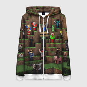 Женская толстовка 3D на молнии с принтом MINECRAFT в городе Новоалтайск, 100% полиэстер | длина до линии бедра, манжеты и пояс оформлены мягкой тканевой резинкой, двухслойный капюшон со шнурком для регулировки, спереди молния, по бокам два кармана | craft | creeper | dungeon | dungeons | earth | game | logo | mine | minecraft | mobile | online | дунгеонс | земля | зомби | игра | крипер | лого | майкрафт | майнкрафт | мобайл | онлайн | подземелье | подземелья