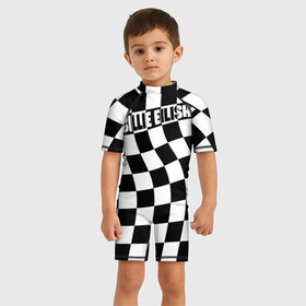 Детский купальный костюм 3D с принтом BILLIE EILISH в городе Новоалтайск, Полиэстер 85%, Спандекс 15% | застежка на молнии на спине | bad guy | billie | eilish | ocean eyes | айлиш | билли | девушка | клетка | певица | эйлиш