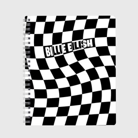 Тетрадь с принтом BILLIE EILISH в городе Новоалтайск, 100% бумага | 48 листов, плотность листов — 60 г/м2, плотность картонной обложки — 250 г/м2. Листы скреплены сбоку удобной пружинной спиралью. Уголки страниц и обложки скругленные. Цвет линий — светло-серый
 | Тематика изображения на принте: bad guy | billie | eilish | ocean eyes | айлиш | билли | девушка | клетка | певица | эйлиш