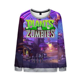 Мужской свитшот 3D с принтом Plants vs. Zombies в городе Новоалтайск, 100% полиэстер с мягким внутренним слоем | круглый вырез горловины, мягкая резинка на манжетах и поясе, свободная посадка по фигуре | Тематика изображения на принте: 2 | battle | defense | for | garden | mod | neighborville | pvz | tower | warfare | битва | дзен | за | зомби | пвз | против | растения | сад